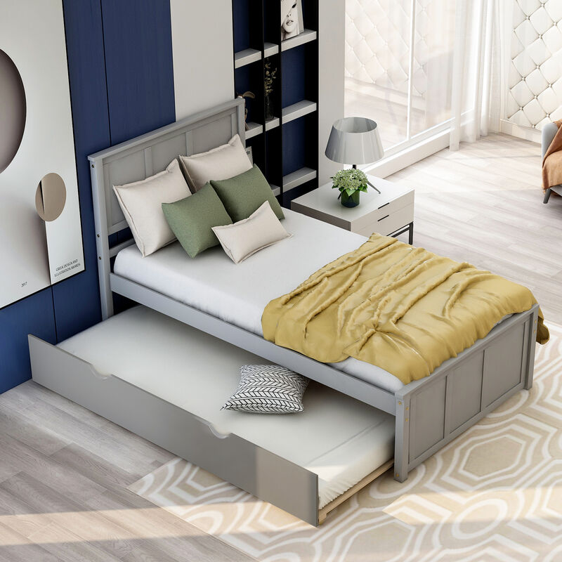 Merax Platform Bed with Twin Trundle