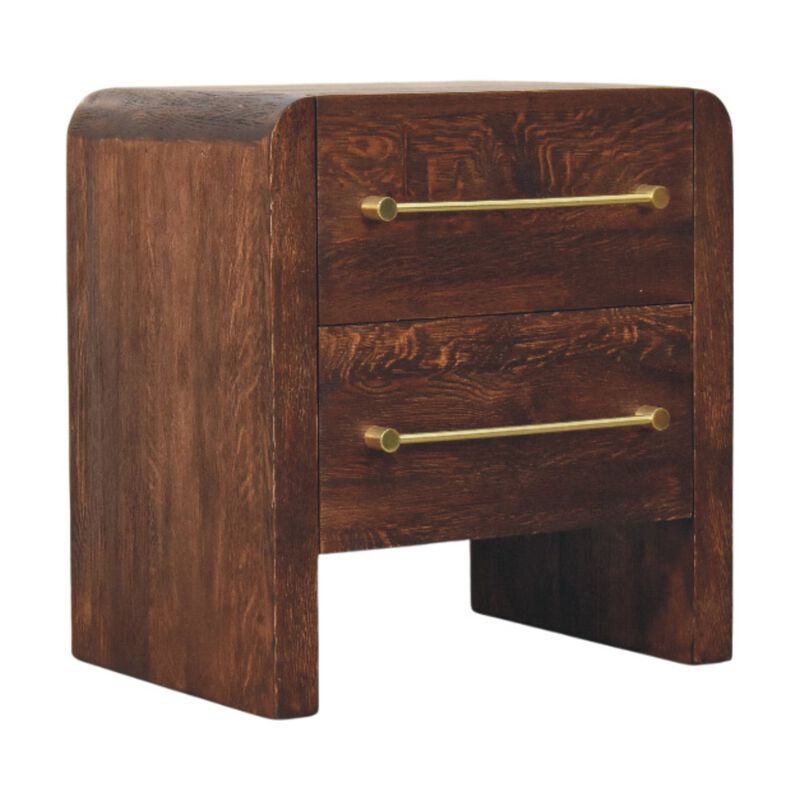 Artisan FurnitureSolid Wood Copenhagen 2-Drawer Nightstand in Smoked Oak,Brown