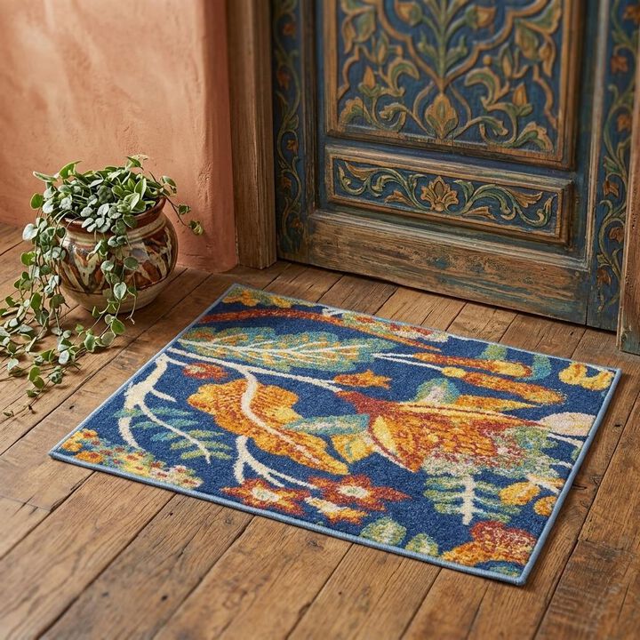 HomeRoots Floral Power Loom Area Rug