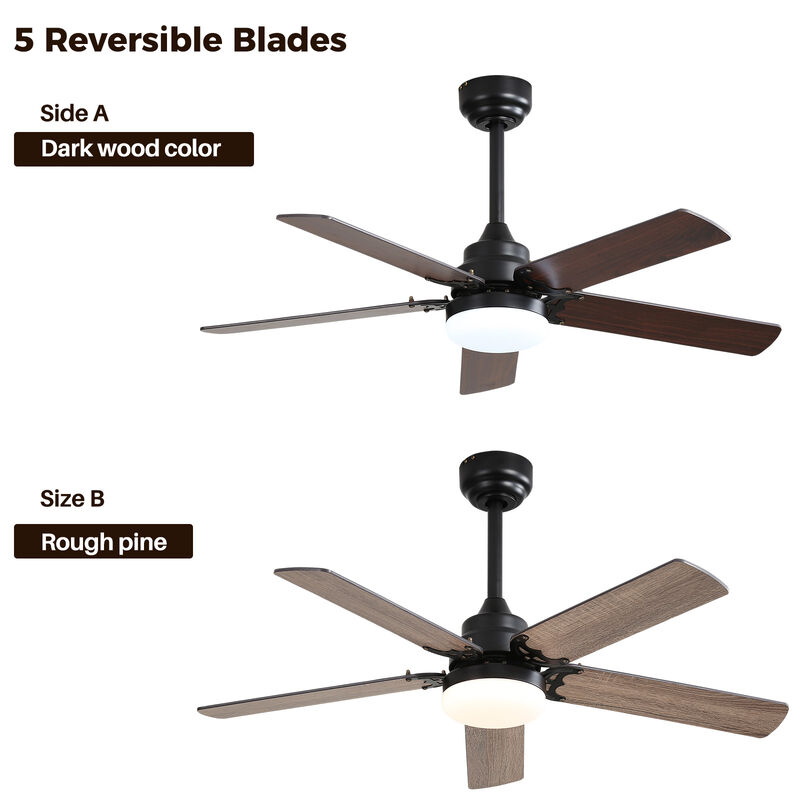 42 Inch Modern Ceiling Fan With LED Light 5 Blades Remote Control Reversible DC Motor image number 5