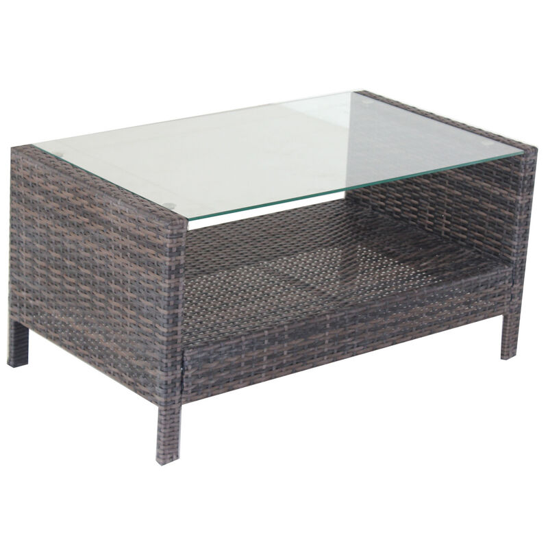 Streamdale Outdoor Patio Furniture Coffee Table With Clear Tempered Glass