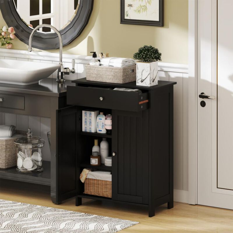 Hivvago Bathroom Floor Cabinet Freestanding Storage Organizer with 2 Doors