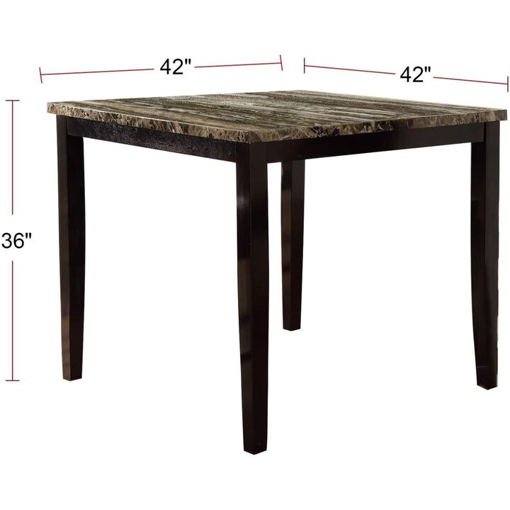 Dining Table Faux Marble Top Birch Veneer MDF Dining Room Furniture 1pc Table