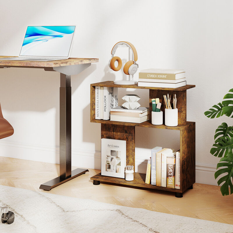 Modern 3-Tier S-Shaped Bookshelf with Adjustable Feet Organizer image number 4