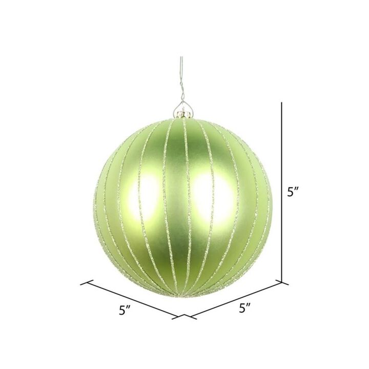 Vickerman 5" Celadon Matte Glitter Ball Christmas Ornament. Includes 4 Pieces per Bag.