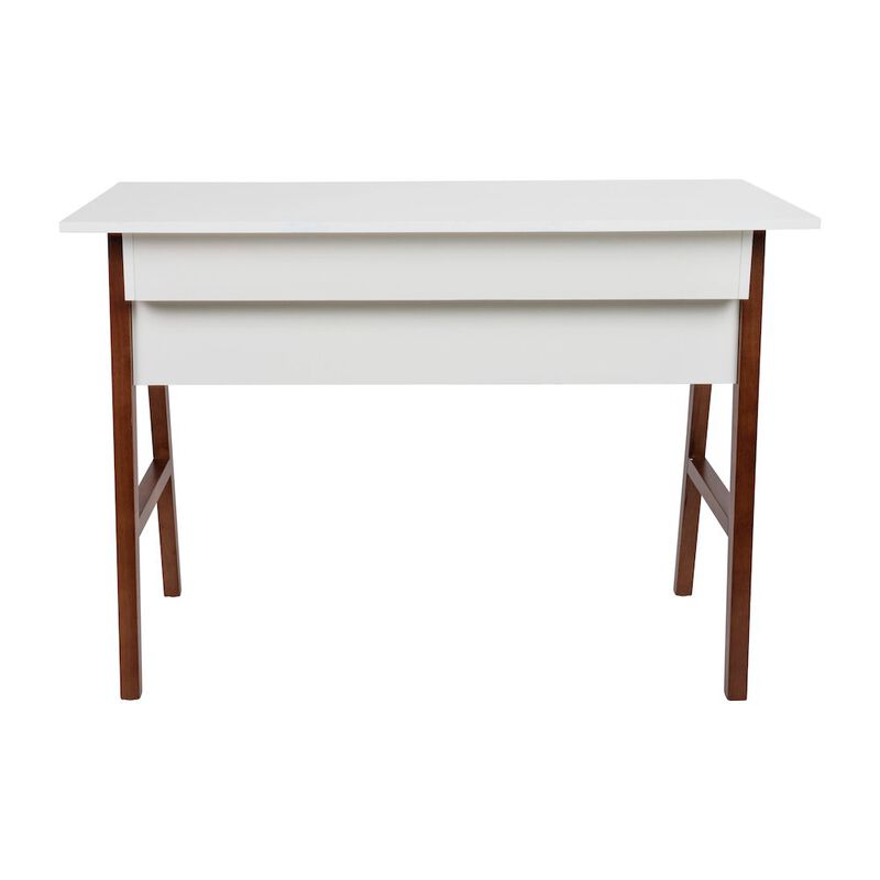 Flash Furniture Table Desk for Writing and Work, White/Walnut image number 3