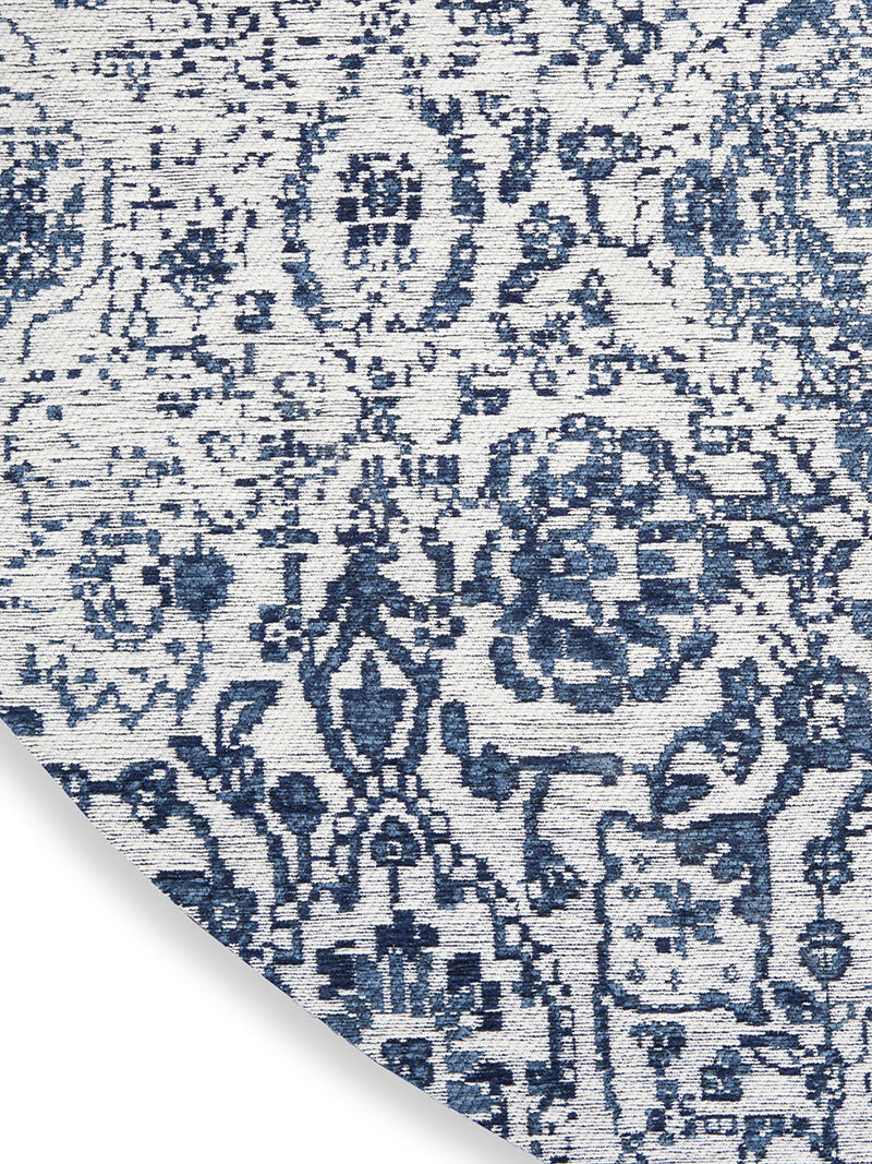 Damask DAS06 Ivory/Navy 6' x Round Rug