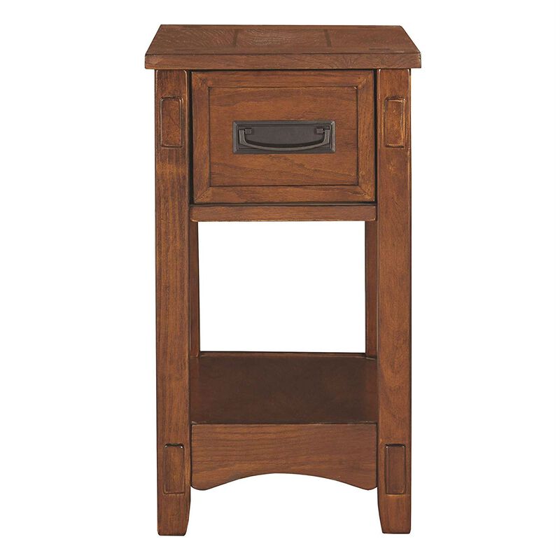 Hivvago Mission Style 1 Drawer End Table Nightstand in Brown Wood Finish