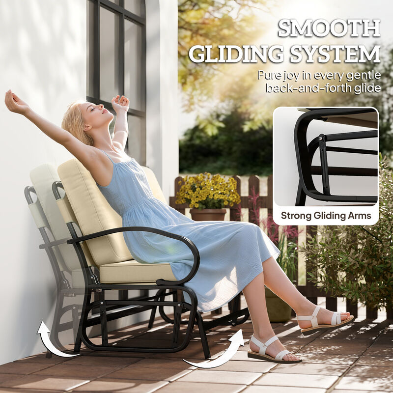 Hivvago 2-Person Outdoor Glider Bench with Cushions image number 3