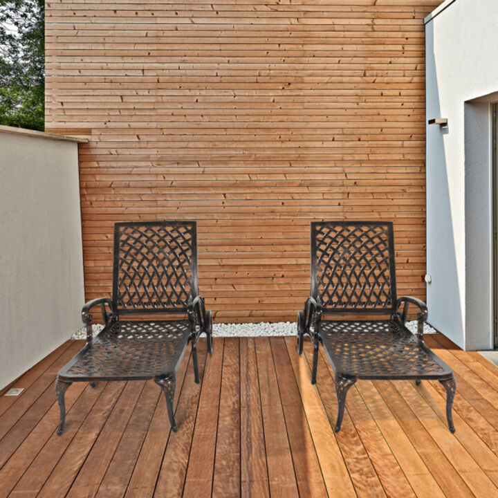 Backrest Adjustable Courtyard Lying Bed, Durable Cast Aluminum for Outdoor Comfort