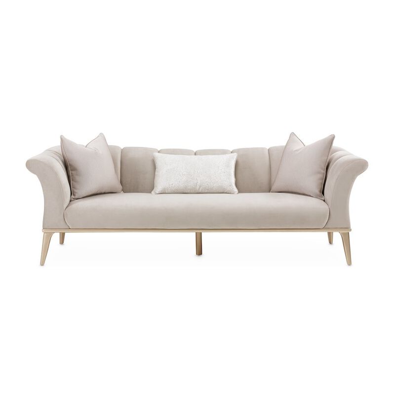 Starlight Canyon Home Beige Velvet Sofa for Living Room &ndash; Elegant 3 Seater 100 Inch Couch image number 3