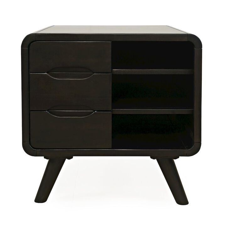 Jofran Marlowe Mid-Century Modern 24 Curved End Table with Storage Drawers