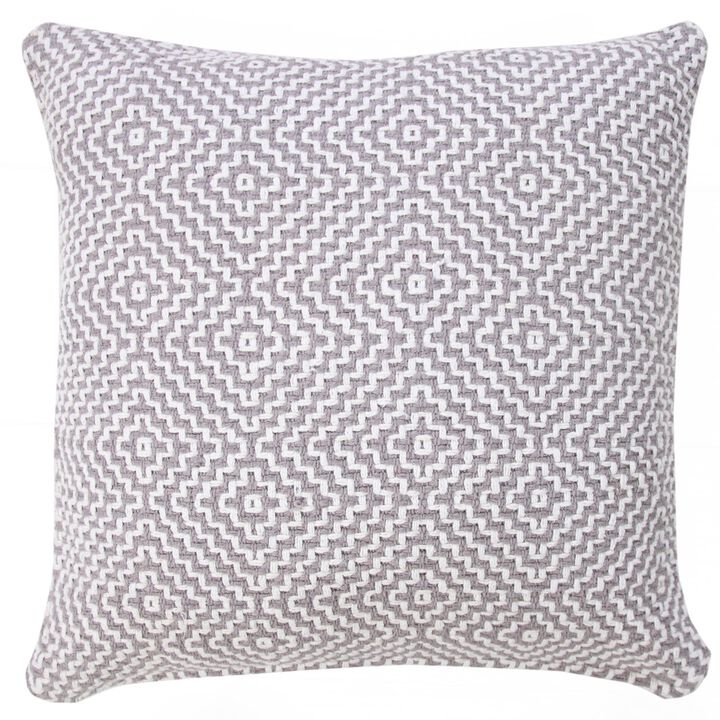 20" Gray and White Geometric Diamond Square Throw Pillow