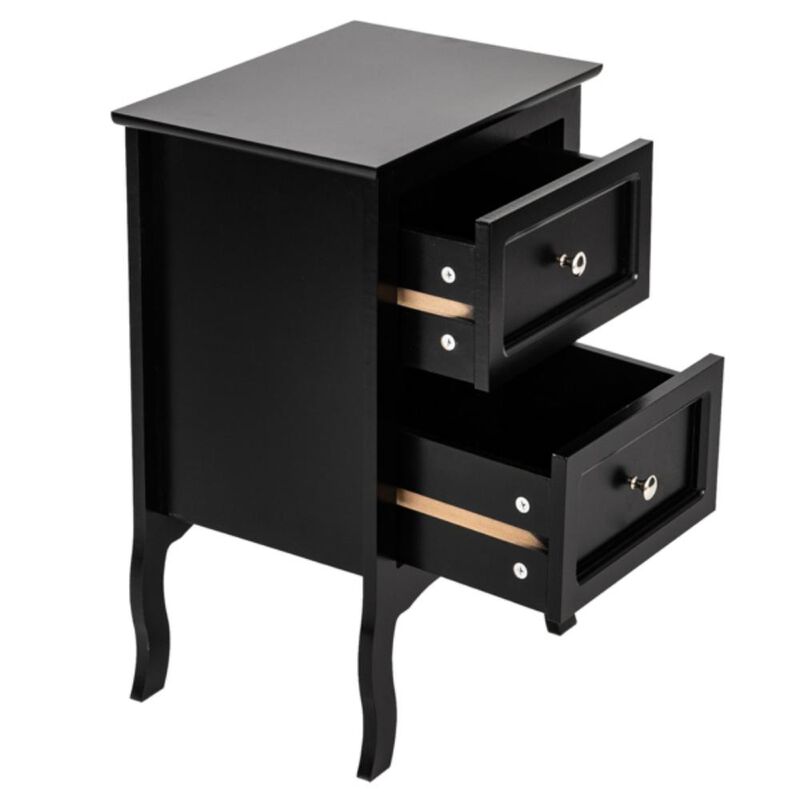 Country Style Two-Tier Nightstand, Large Bedside Table with Storage Shelves image number 1
