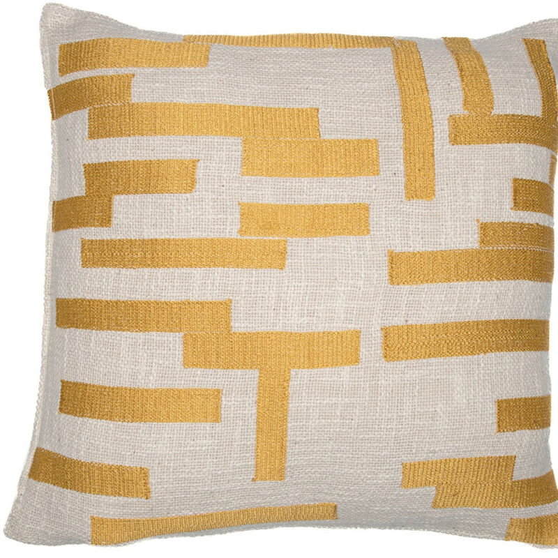 Geometric Cotton Blend Throw Cushion &ndash; Soft Pillow with Embroidery image number 6