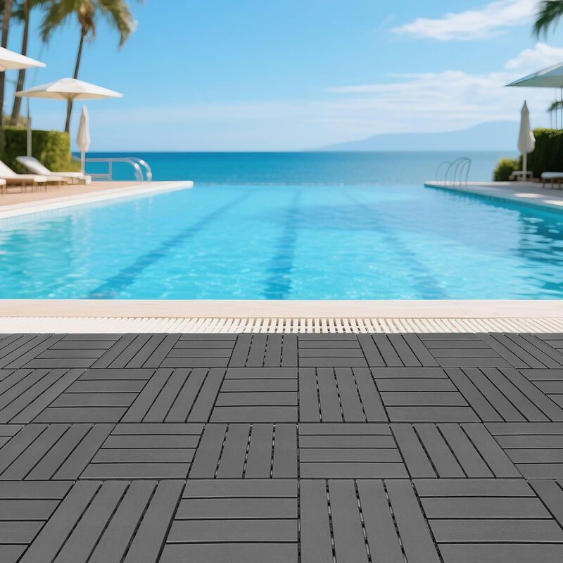 44 Pcs Plastic Interlocking Deck Tiles, Outdoor Patio Flooring, Waterproof Patio Pavers for Pool Balcony Backyard Porch image number 5