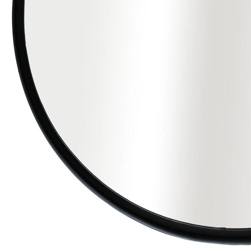 28" Round Mirror W/ Leather Strap, Black image number 3