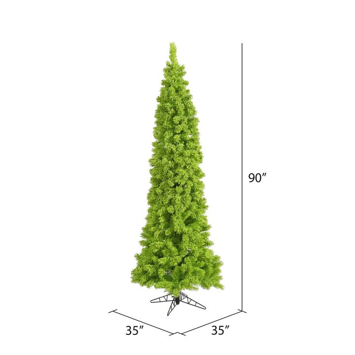 Vickerman 7.5' Flocked Lime Fir Pencil Artificial Christmas Tree, Unlit - Snow Covered Faux Lime Green Tree