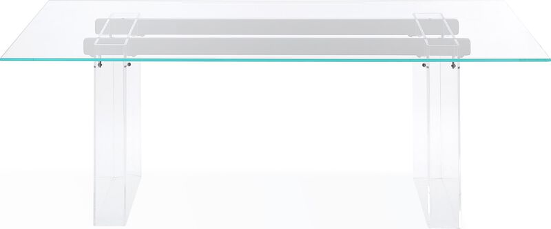 Moorea Double Pedestal Rectangular Dining Table in Clear Acrylic, Glass and Bronze Metal