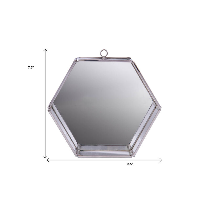 HomeRoots 8" Silver Hexagon Steel Framed Accent Mirror image number 4