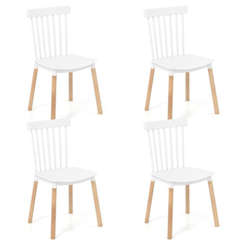 Hivvago Set of 4 Windsor Dining Chairs with Spindle Backs and Curved Seats