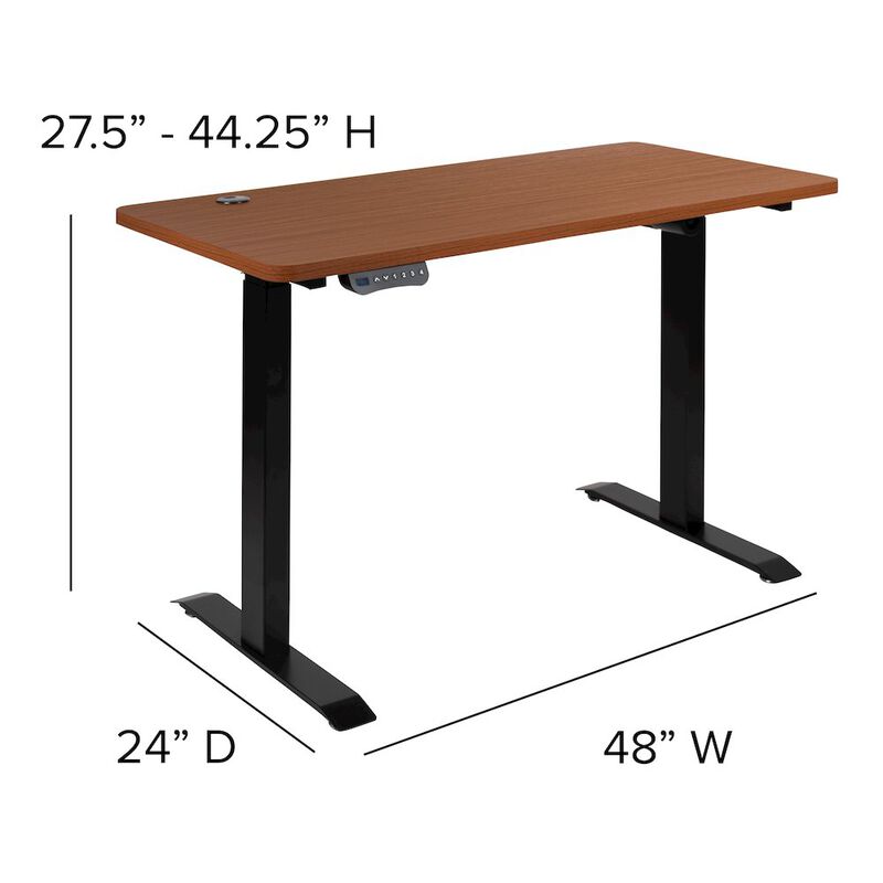 Flash Furniture Electric Height Standing Desk - Table Top 48" Wide - 24" Deep (Mahogany) image number 2