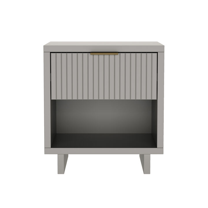Elara 1-Drawer Light Gray Nightstand
