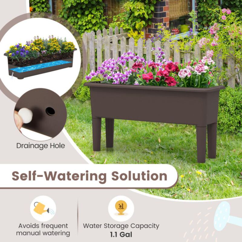 Hivvago 2 PCS Raised Garden Beds Self-Watering Planter Box with Detachable Legs and Drainage Hole