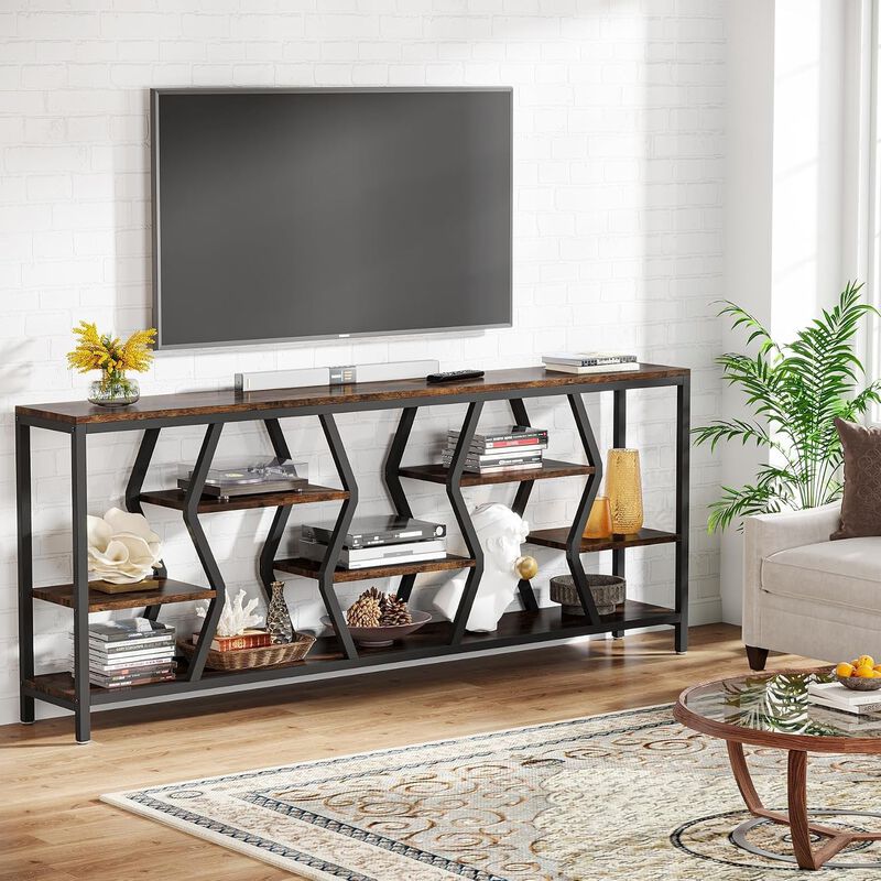 Tribesigns Industrial Wood Console Table with Storage Shelves image number 5