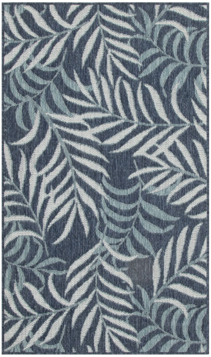 HomeRoots Palm Leaf Indoor Outdoor Area Rug