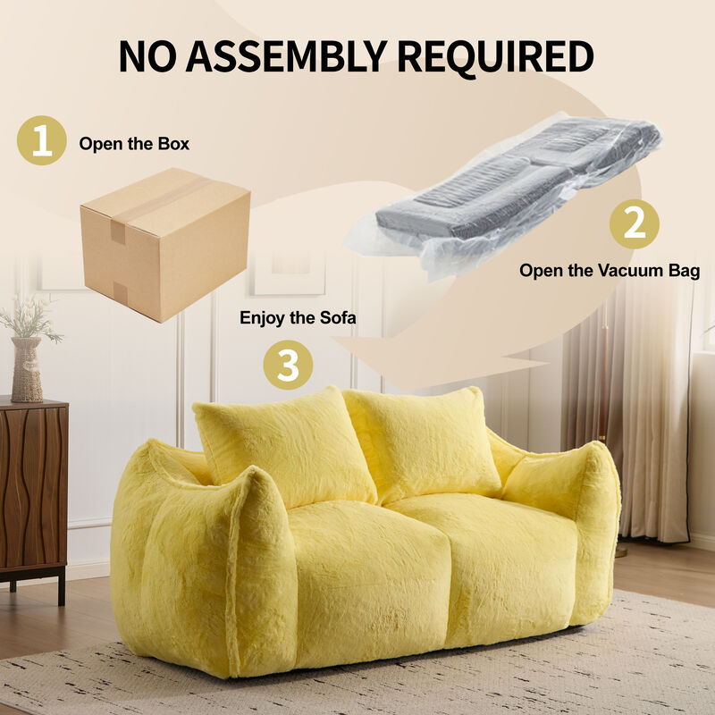 Whisen Giant Bean Bag Couch Ultra Soft Fluffy Loveseat Oversized Chase Lounge Chair with Pillows image number 8