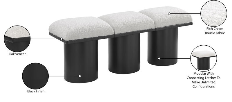 Meridian Furniture Pavilion Cream Boucle Fabric Bench