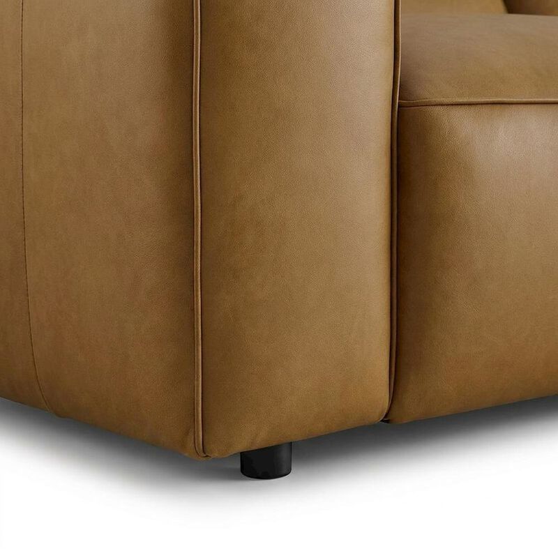 Upholstered Vegan Leather Modular Sectional Sofa with Mid-Century Style, Camel image number 6