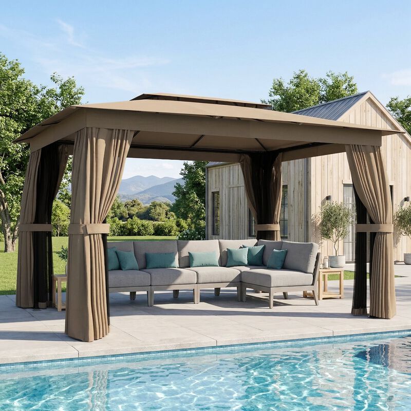 Hivvago Soft Top 10x12 Gazebo Canopy Shelter image number 3