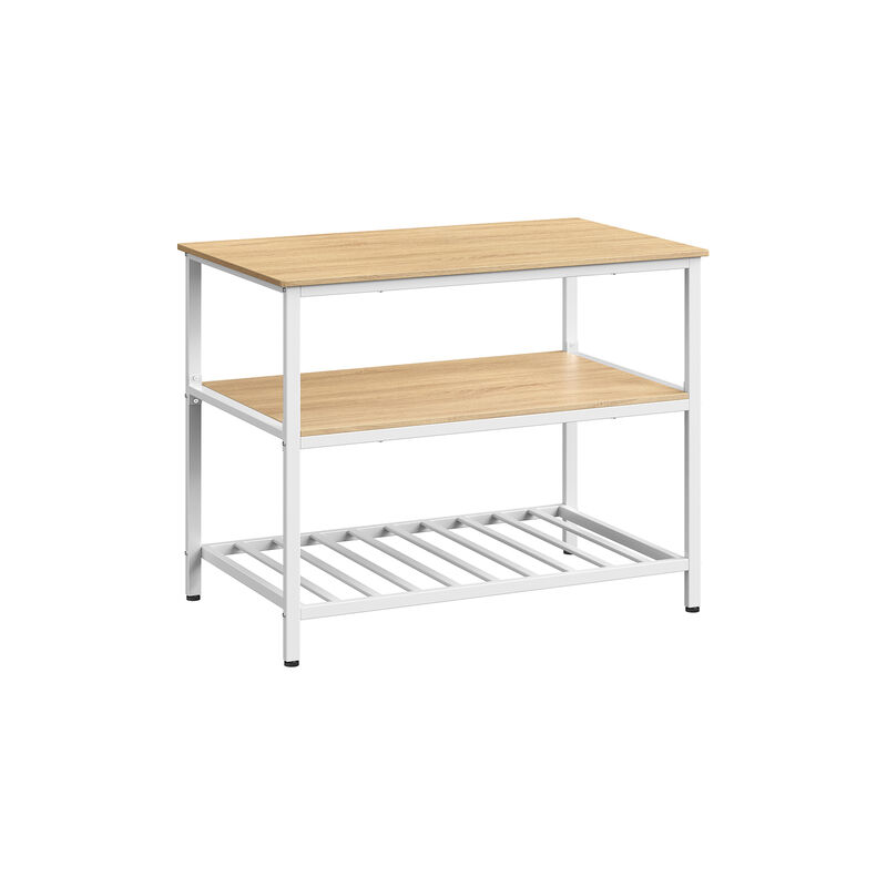 Kitchen Island with 3 Shelves & Large Worktop