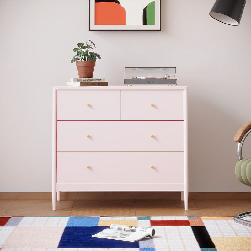 Blumon Pink 4-Drawer Kids Dresser image number 1