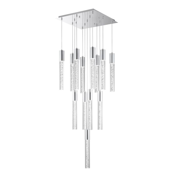 Sparkling Night Chandelier Chrome Metal and Acrylic 13 LED Light Dimmable