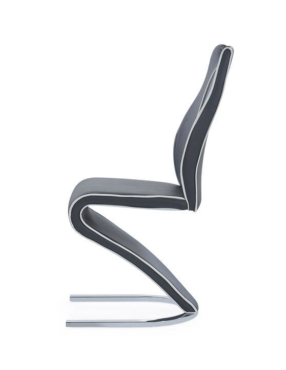 Modern Grey Upholstered Dining Chairs Set of 2