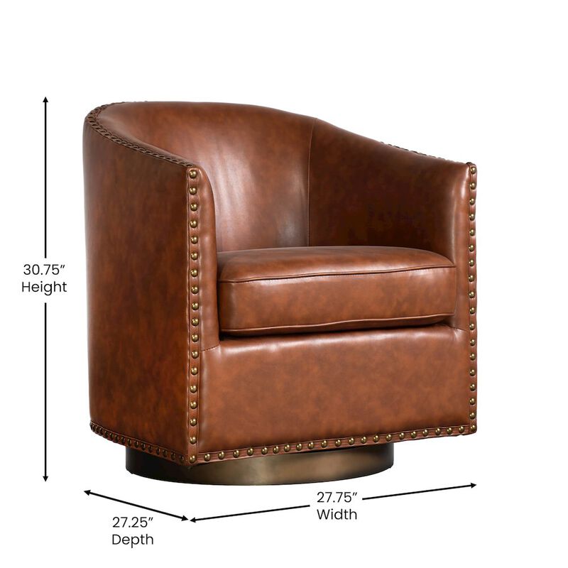 Flash Furniture Barrel Accent Chair, Brown image number 1