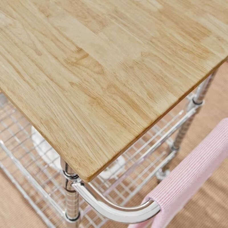 Hivvago Kitchen Island Cart with Wood Top and 2 Bottom Storage Shelves on Wheels