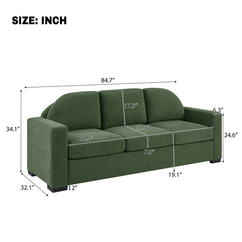 Merax Modern Curved Back Chenille 3-Seater Sofa with Pocket Spring Cushions image number 3