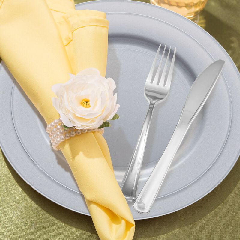Matte Steel Gray Round Plastic Wedding Value Set (30 Sets) image number 7