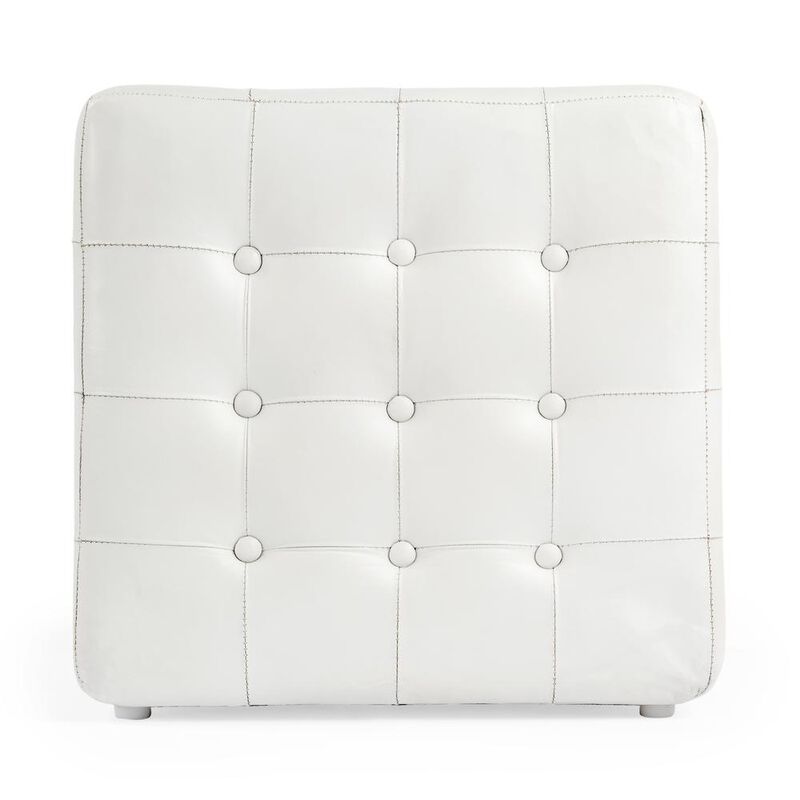 Butler Specialty Leon Leather Cube Ottoman, White