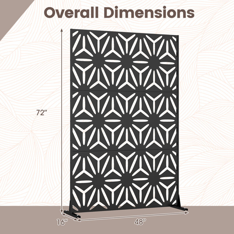 Portable Freestanding Fence Panel with Stand and Expansion Bolts for Outdoor Yard Use-Black image number 2