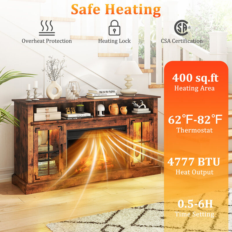 Electric Fireplace TV Stand with Remote Control and Thermostat for Living Room image number 8