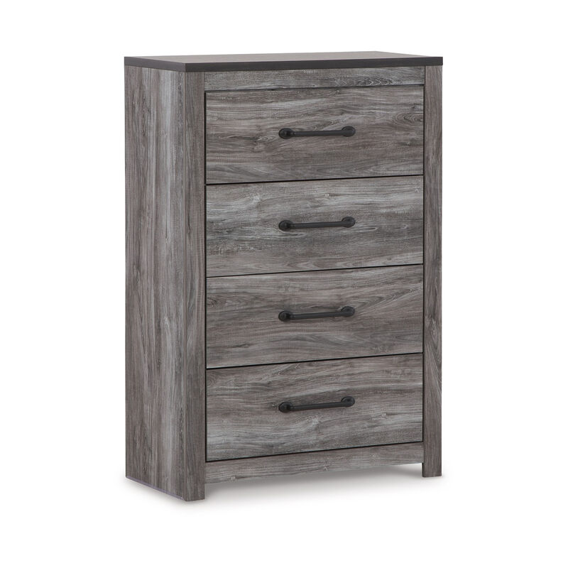 Bono Tall Dresser Chest, 4 Storage Drawers, Wood Grain Gray Finish