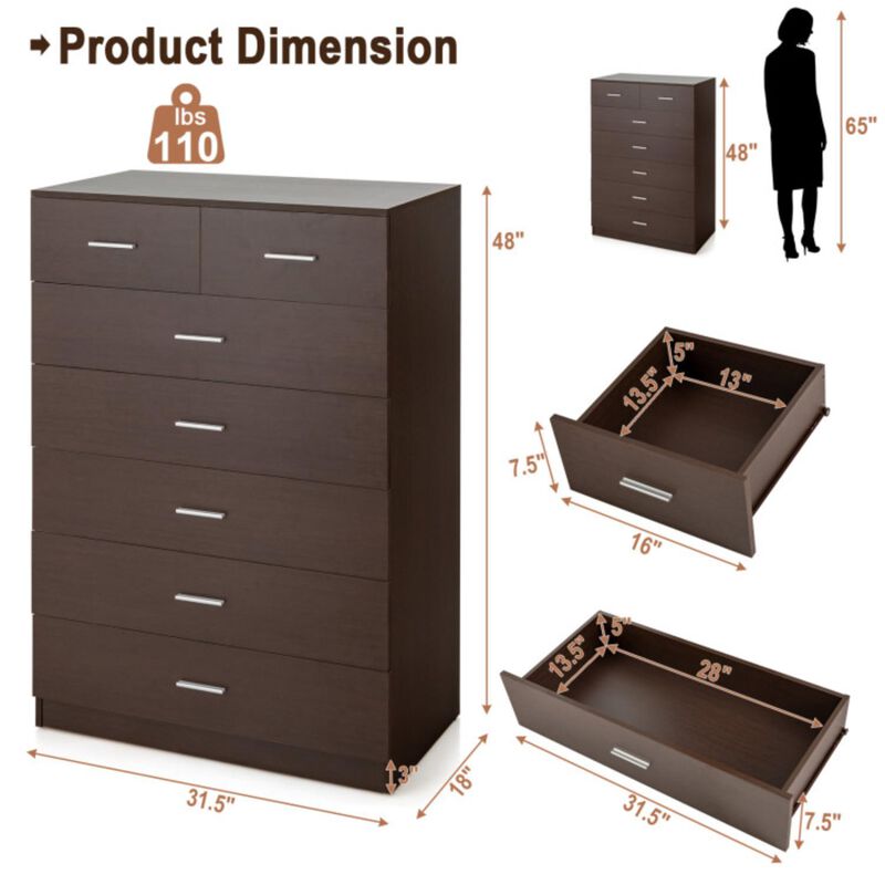 Hivvago Wooden Chest of Drawers with Anti-toppling Device and Metal Handles
