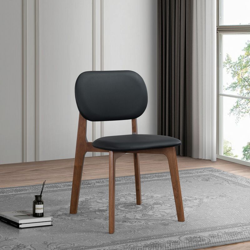 Merax Mid-Century Modern Black Leather Dining Chairs (Set of 2)