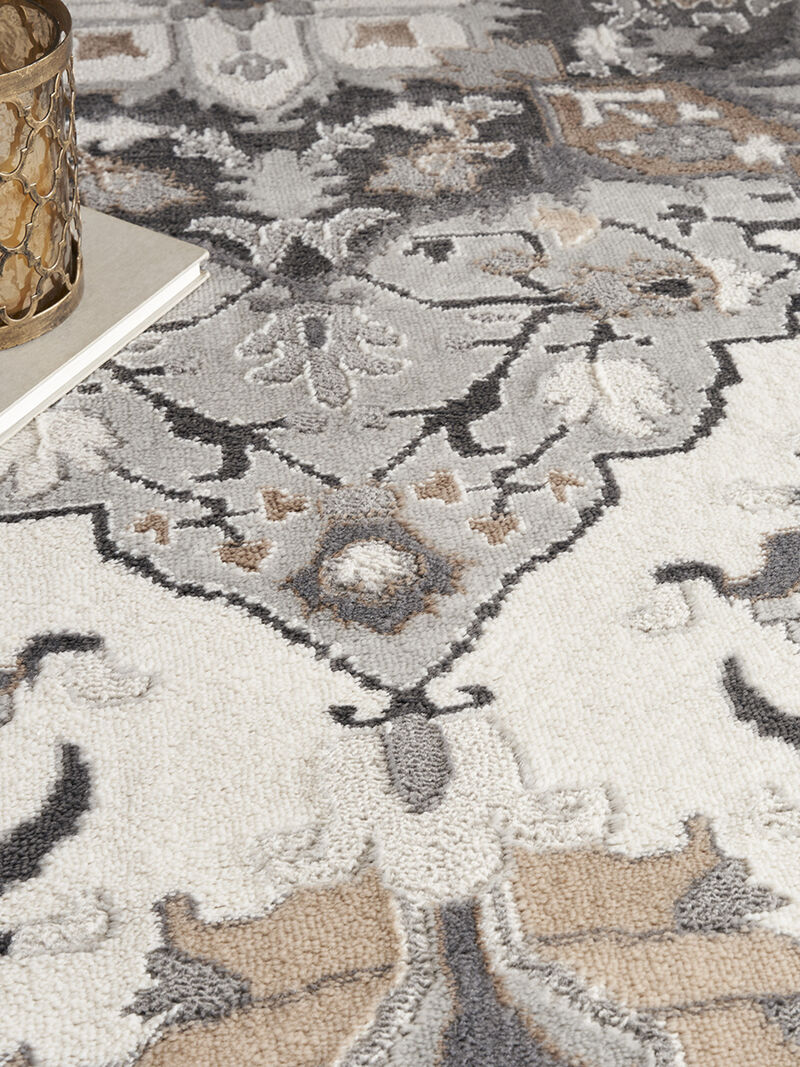 Elation ETN09 Ivory/Gray 7&rsquo;10&rdquo; x Round Rug