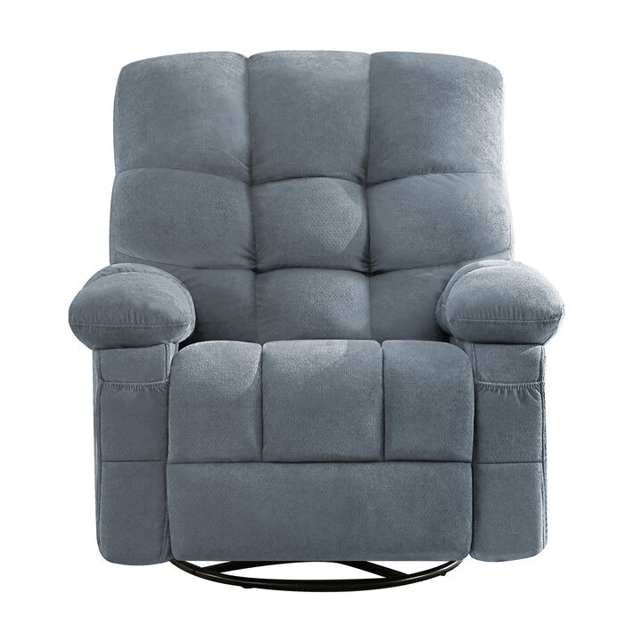 Fabric Swivel Manual Recliner with Massage and USB Port